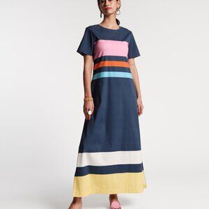 Vivi Maxi Beach Stripe Cotton Stretch NavyMulti